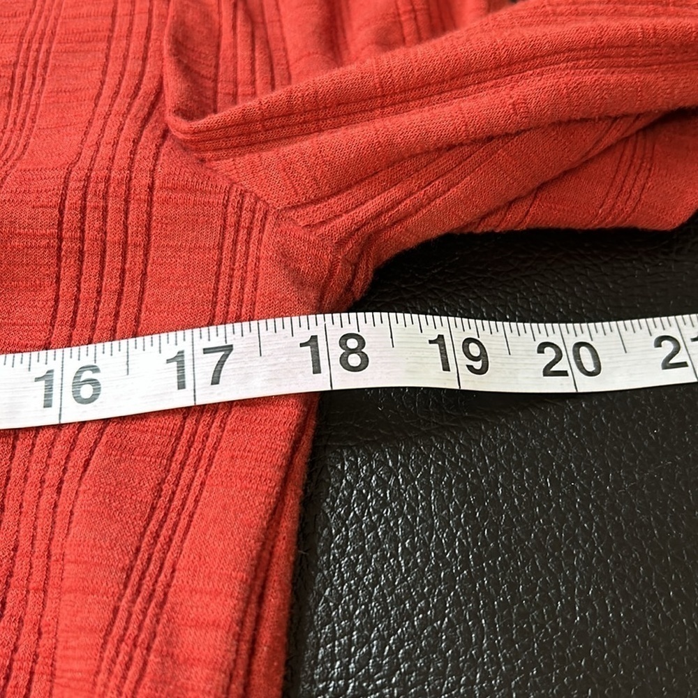 Pilcro Anthropologie Rust Red Button Up Ribbed Puff Sleeve Cardigan Top Sz S - Picture 13 of 15